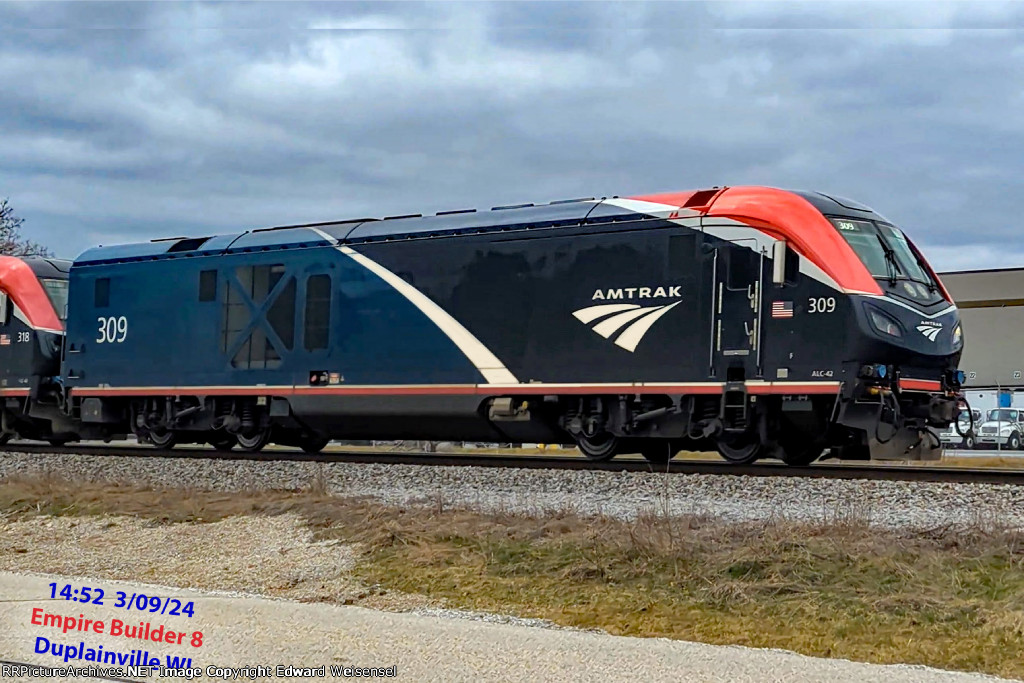 Amtk 309 & 318 on Empire Builder 8 Saturday